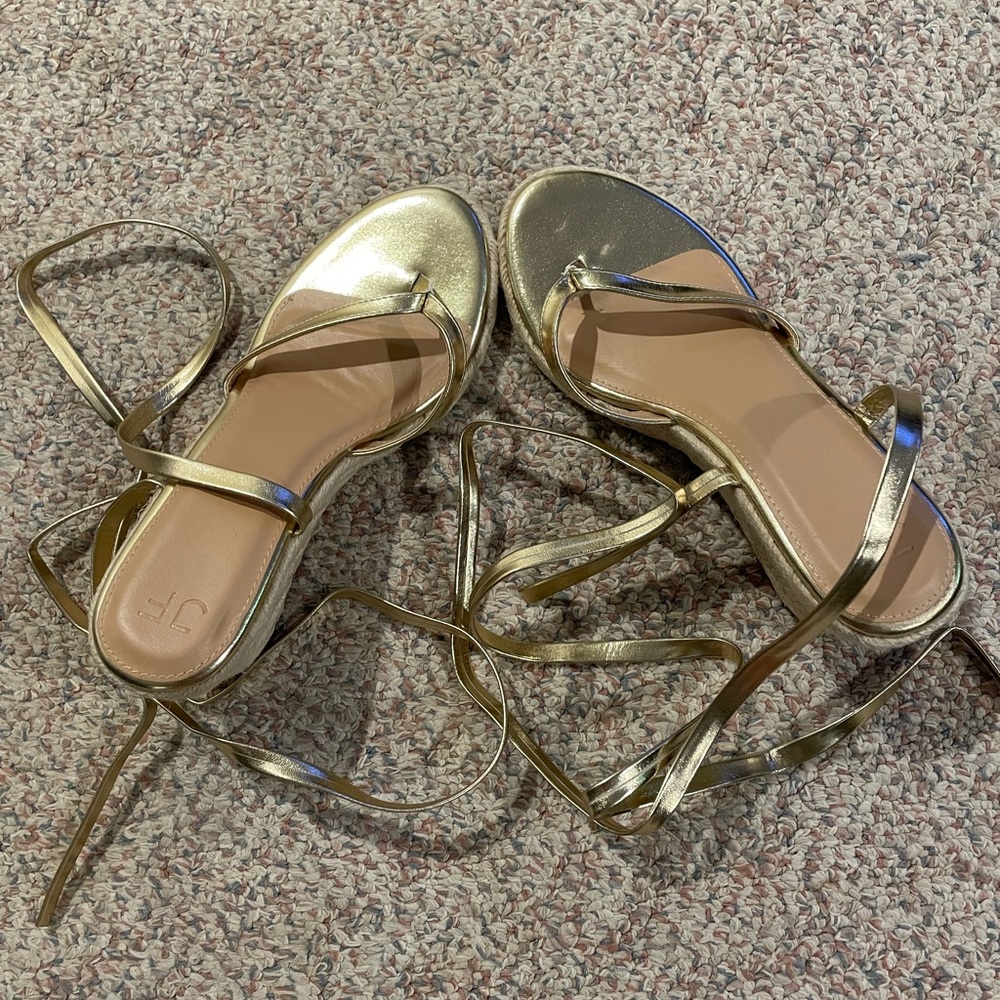 Justfab Gold Wrap Wedges